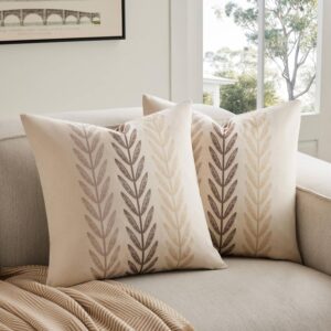 100% Cotton Farmhouse Leaves Throw ...