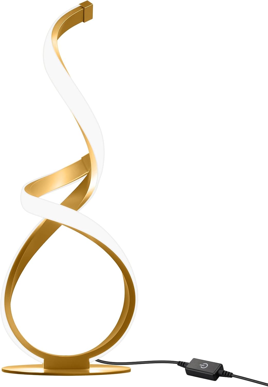 Bedside Table Lamp, LED Touch Dimmable Spiral Desk Lamp for Night Stands, 3 Color Temperature Modern Nightstand Light, Unique Side Light for Living Room, Bedroom, Gold - Image 9