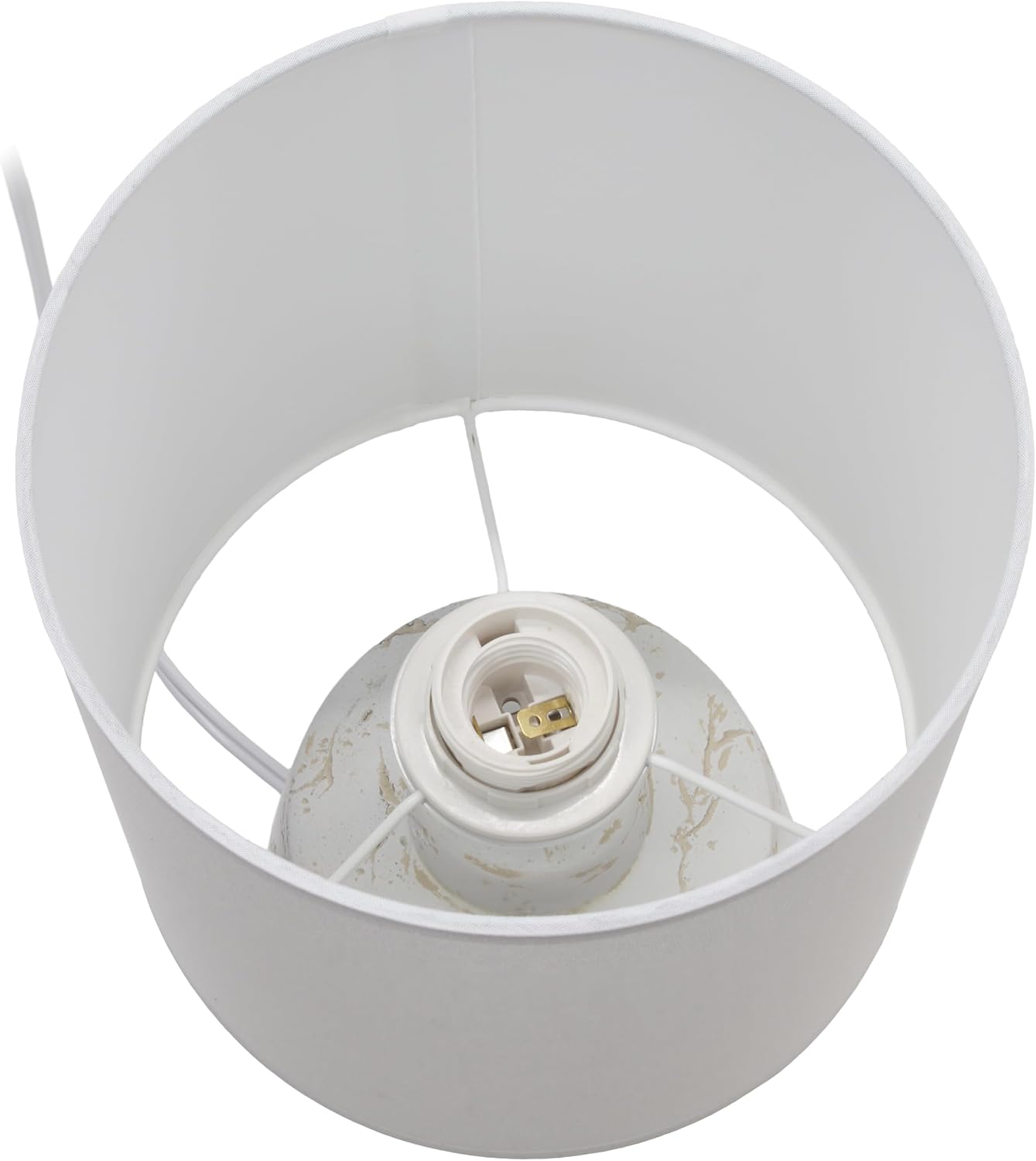 Simple Designs LT1171-OFF 13.78" Chic Glow Marble Inspired Concrete Table Lamp with Fabric Shade, for Bedroom, Office, Living Room, Compact Accent Lighting, Off White - Image 7