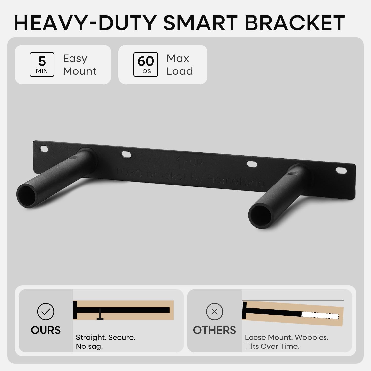 Homeforia Walnut 18 inch Floating Shelf, High End Solid Real Wood 18inch Floating Shelves for Wall Mounted, Dark Brown 18 inches Long Floating Shelves, Heavy Duty Bracket, 18 X 6.5 X 1.75 in, Set of 2 - Image 4