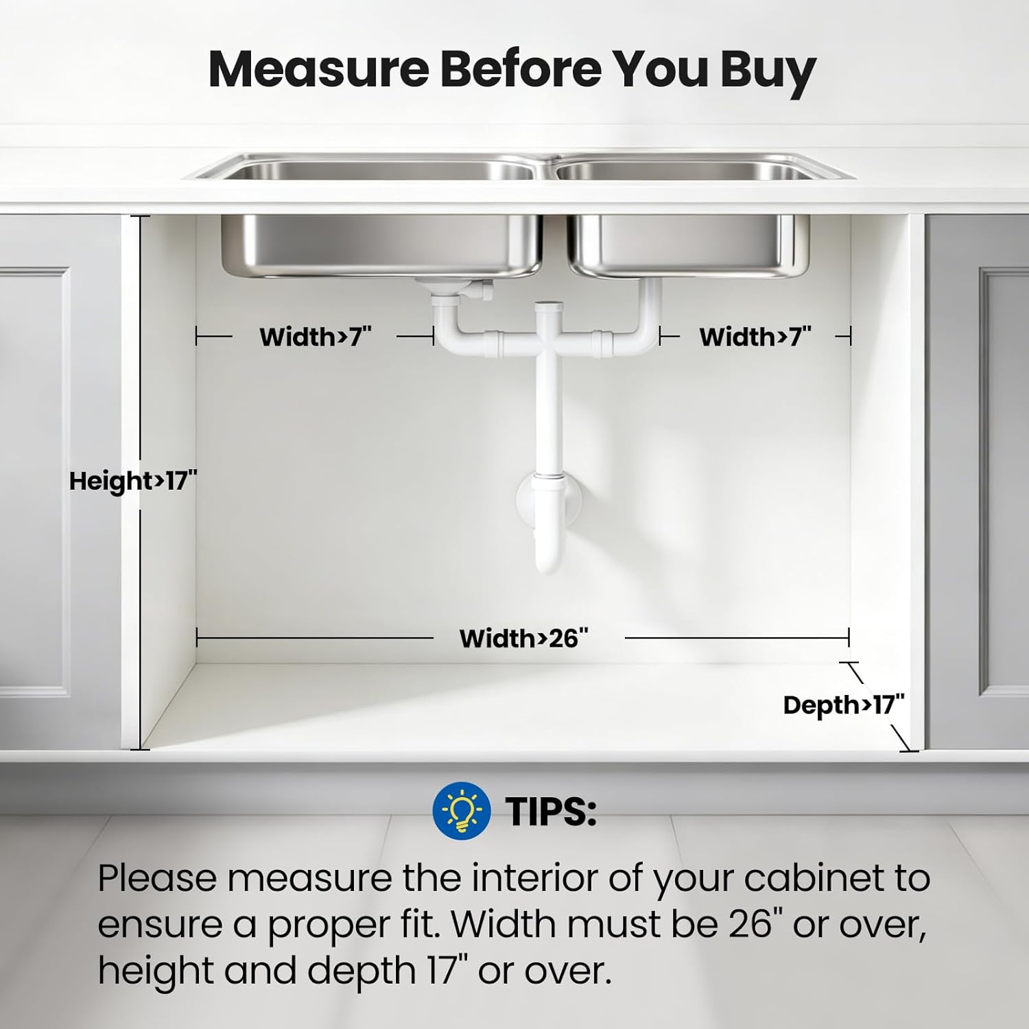 Under Sink Organizer, 3-Tier Pull Out Cabinet Organizer with Drawer Stops, Height Adjustable Slide Out Storage Rack for Kitchen Bathroom Pantry Laundry Room Organization, 2 Pack - Image 8