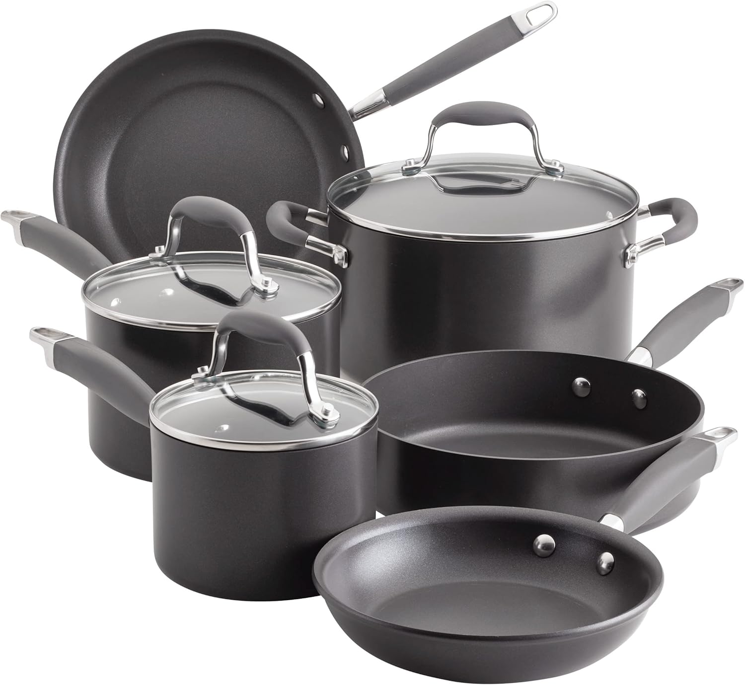 Anolon Advanced Home Hard Anodized Nonstick Cookware Set, Pots and Pans Set, 9-Piece, Moonstone