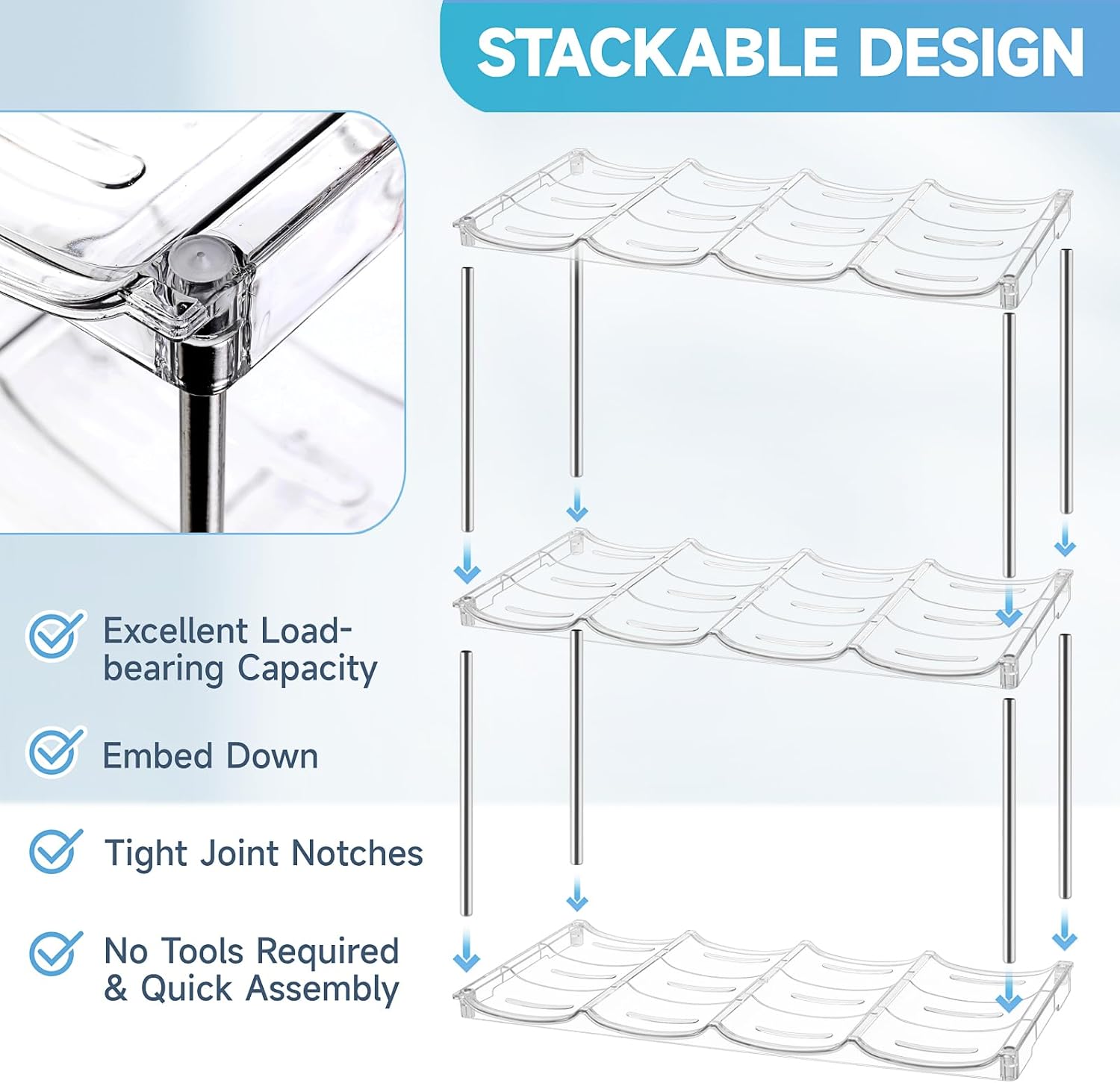Larger Water Bottle Organizer for Stanley 40 oz Tumbler, Stackable Water Bottle Holder Rack for Cabinet, Kitchen Storage Organizer for for Stanley Cup Accessories, Tumbler Storage Holder, 3 Pack - Image 5