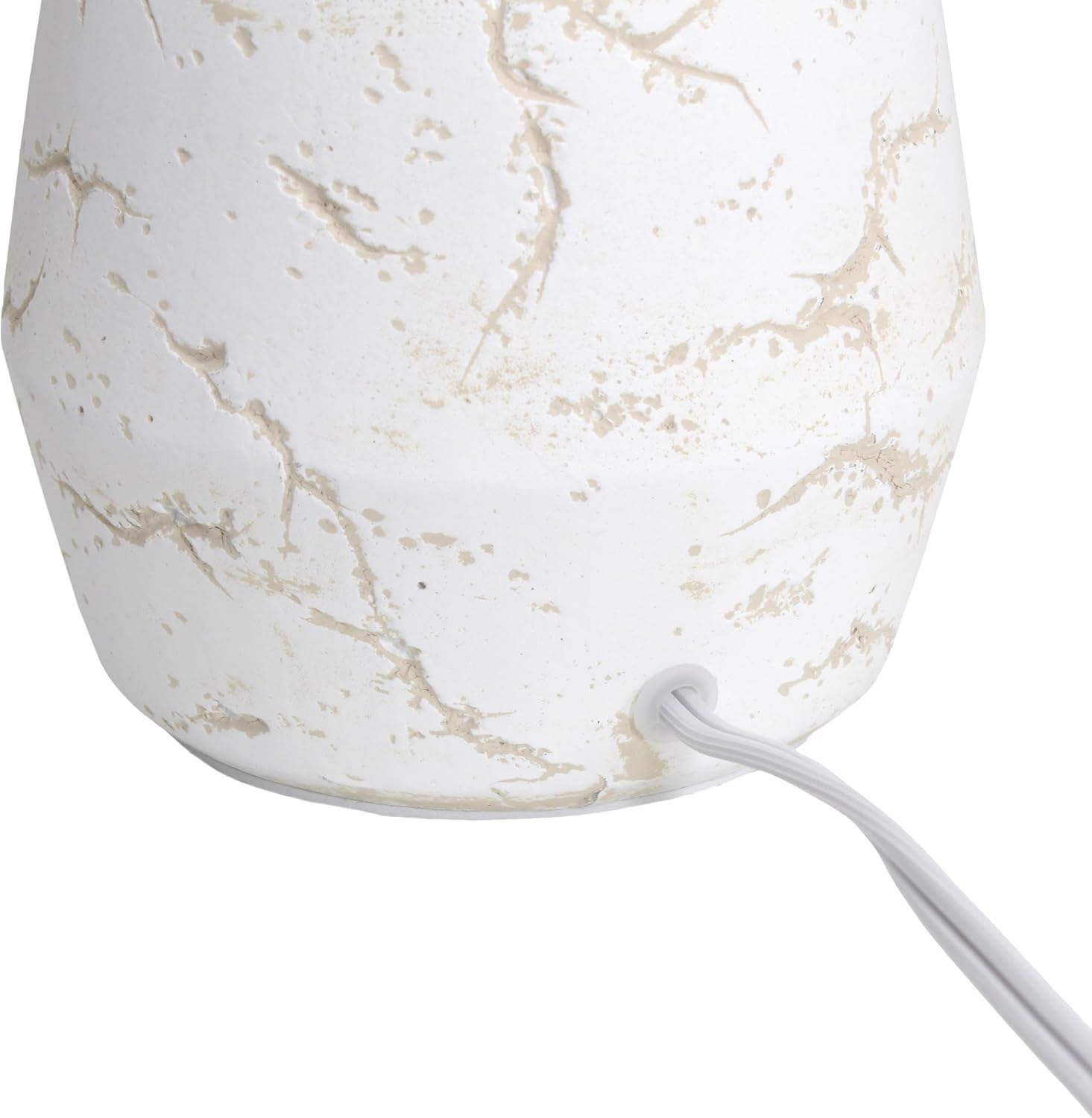 Simple Designs LT1171-OFF 13.78" Chic Glow Marble Inspired Concrete Table Lamp with Fabric Shade, for Bedroom, Office, Living Room, Compact Accent Lighting, Off White - Image 9