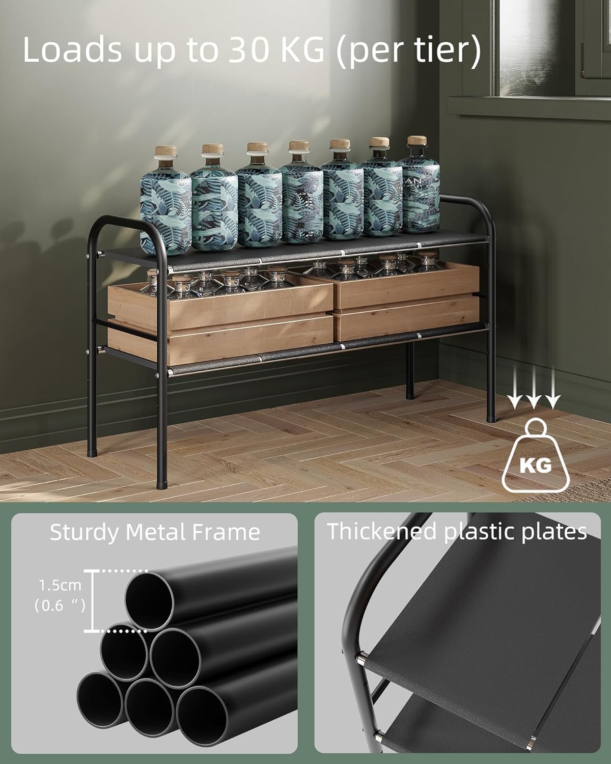 NETEL Under Sink Organizers and Storage, 2 Tier Expandable Under Cabinet Organizer Shelf with 8 Removable Panels,Expandable Shelf for Cupboard,Kitchen,Bathroom,Shoe Storage Rack - Image 6