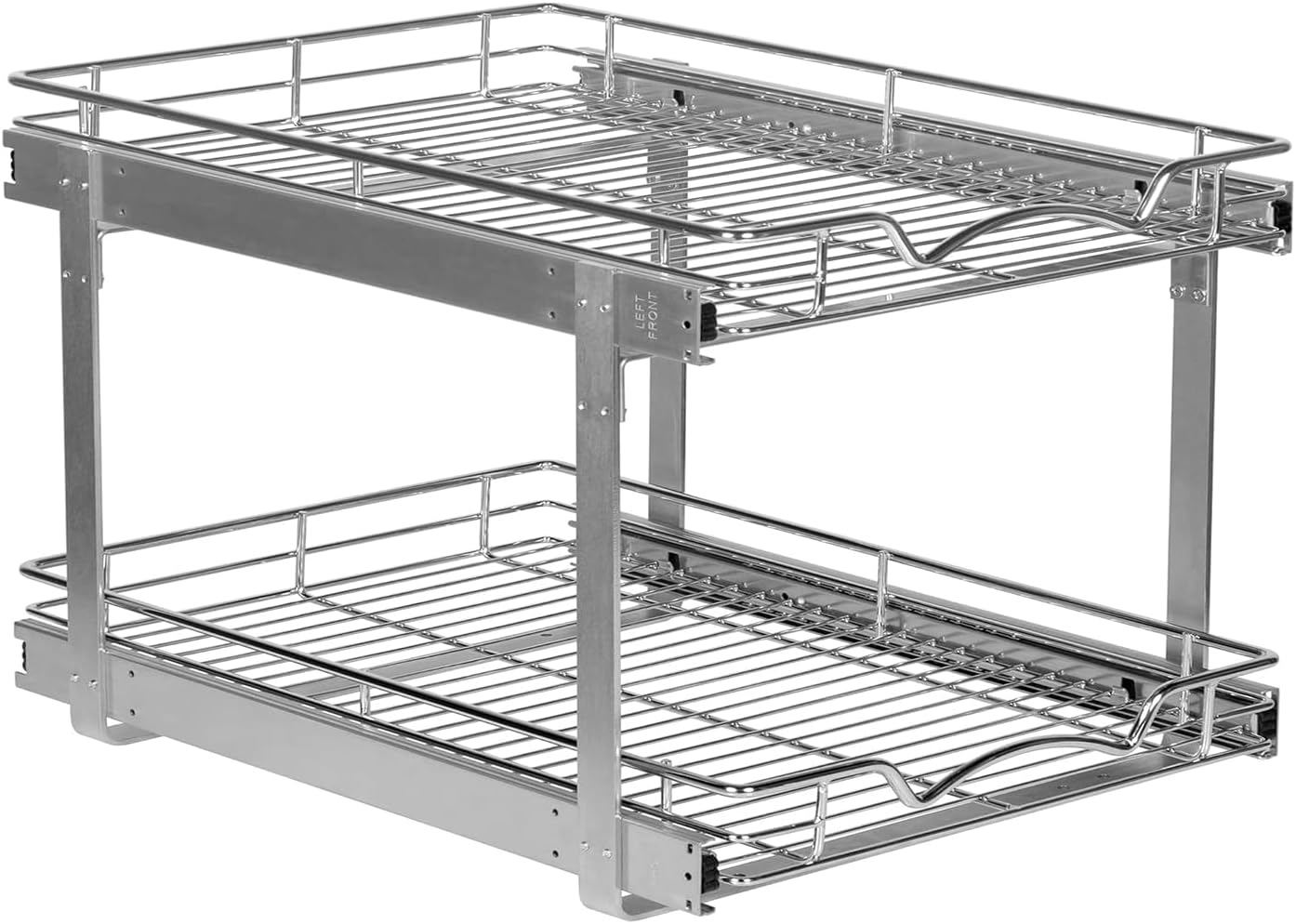 2-Tier Pull-Out Cabinet Organizer with Heavy-Duty Steel Frame, Full-Extension Sliding Shelves, Holds 100 lbs, Easy Install for Kitchen, Pantry & Under Sink Cabinets, 22" W x 21”D x 16.5" H