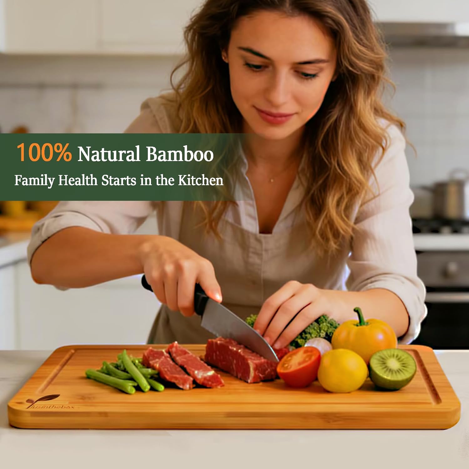 Cutting Boards for Kitchen, Bamboo Cutting Board Set of 3 with Storage Stand, Deep Carbonized Chopping Boards with Deep Juice Grooves and Side Handles for Meat, Vegetables, Fruit and Meal Prep - Image 9