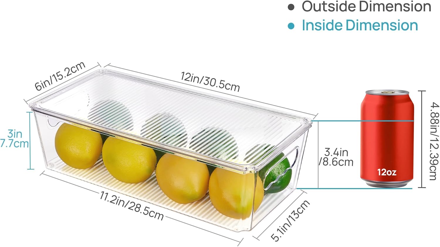 Vtopmart 8pcs Clear Organizers and Storage Bins with Lids, Stackable Plastic Storage Containers with Handles for Fridge, Freezer, Pantry, Cabinet, Kitchen Organization - Image 2