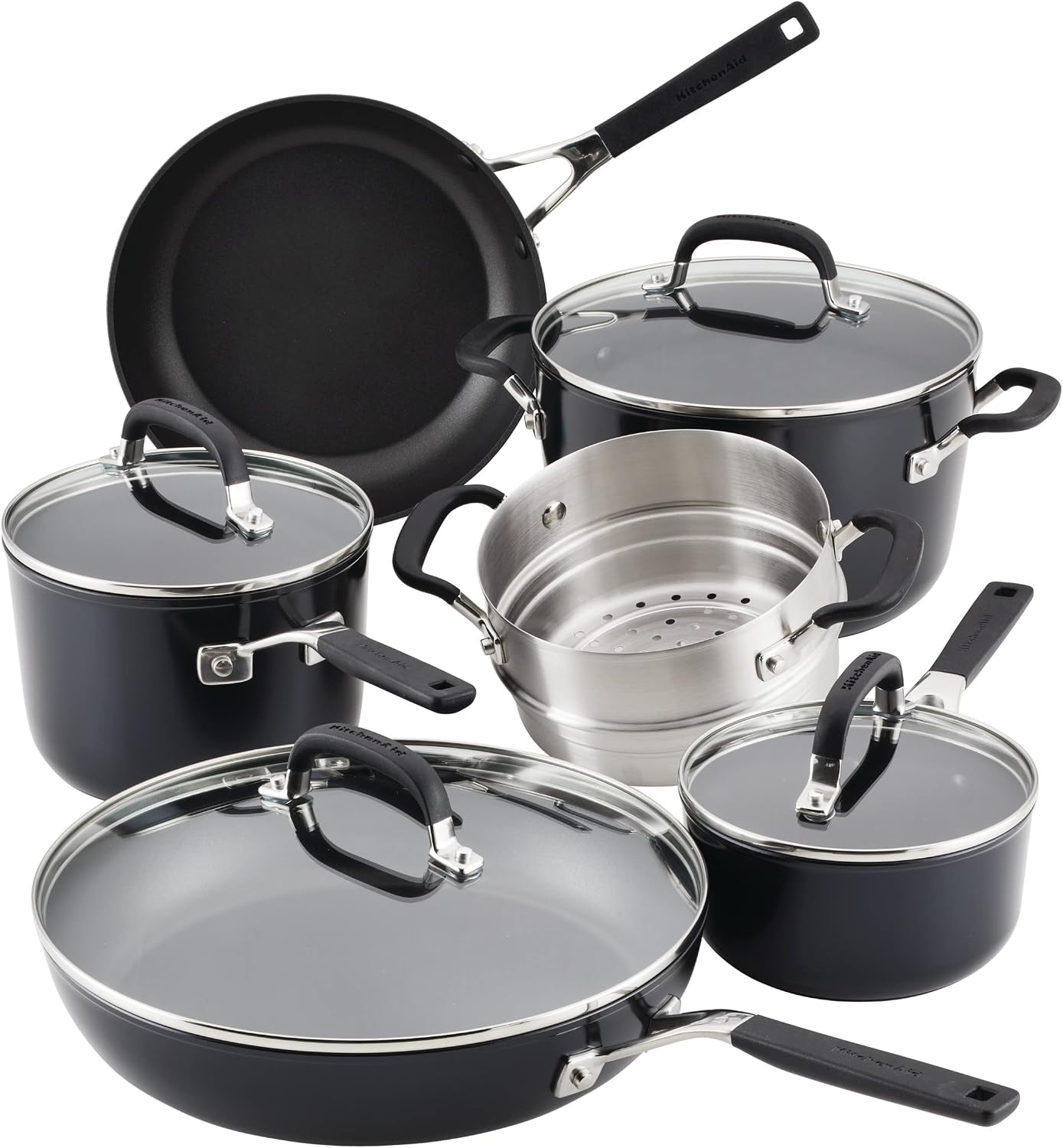 KitchenAid Hard Anodized Nonstick Cookware/Pots and Pans Set, 10 Piece - Matte Black - Image 9