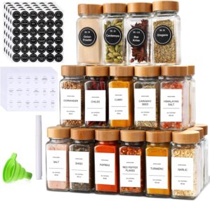 DIMBRAH Spice Jars with Label 24Pcs...