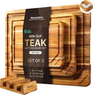 3 Pack Teak Wood Cutting Board Set ...