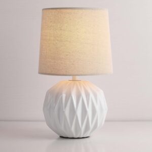White Ceramic Table Lamp, Geometric...