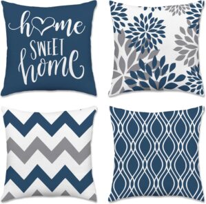 Hexagram Geometric Blue Pillow Cove...