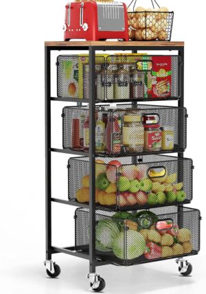 Goovilla Kitchen Cart with Drawers,...