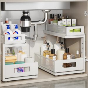 2 Pack Under Sink Organizer With Ne...