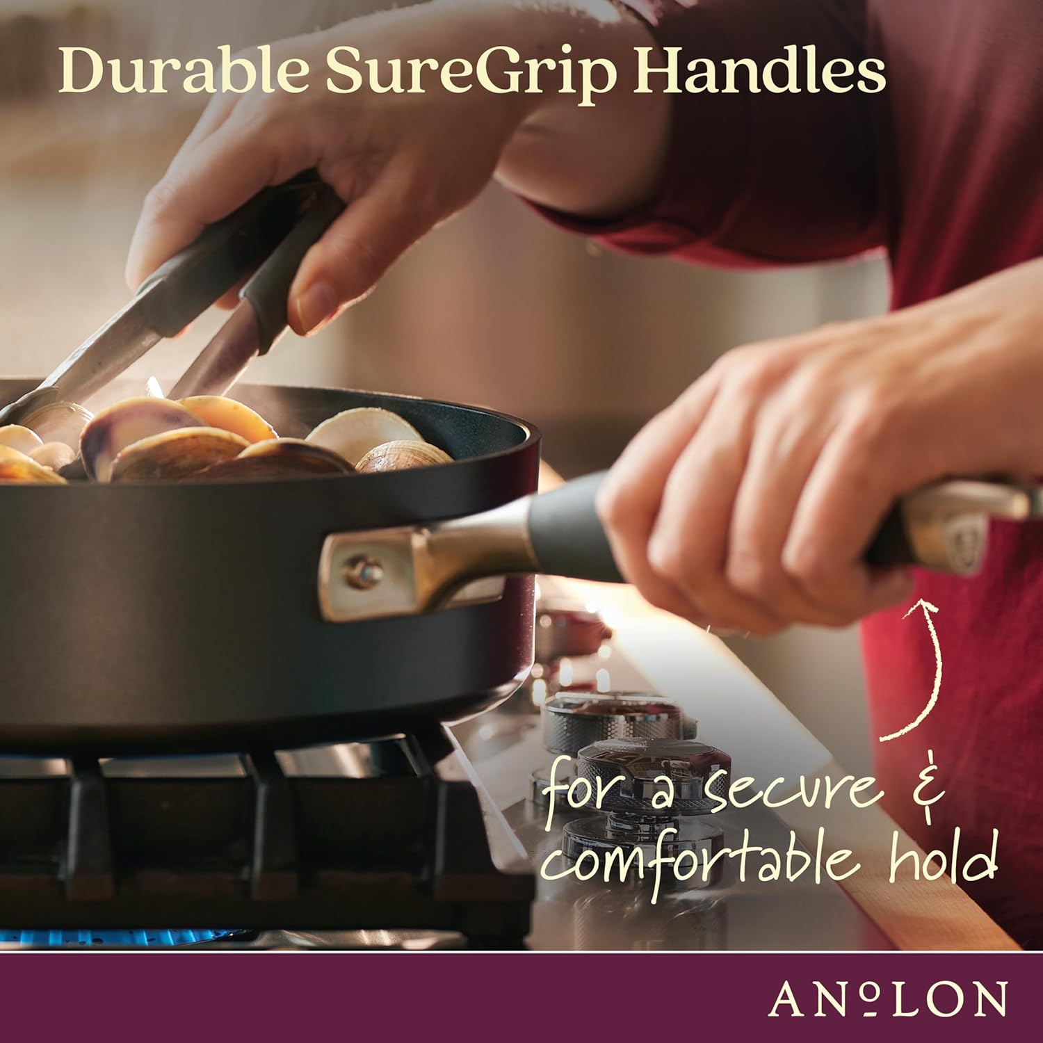 Anolon Advanced Home Hard Anodized Nonstick Cookware Set, Pots and Pans Set, 9-Piece, Moonstone - Image 6