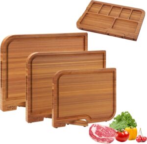 3-PCS Wood Cutting Board Set with I...