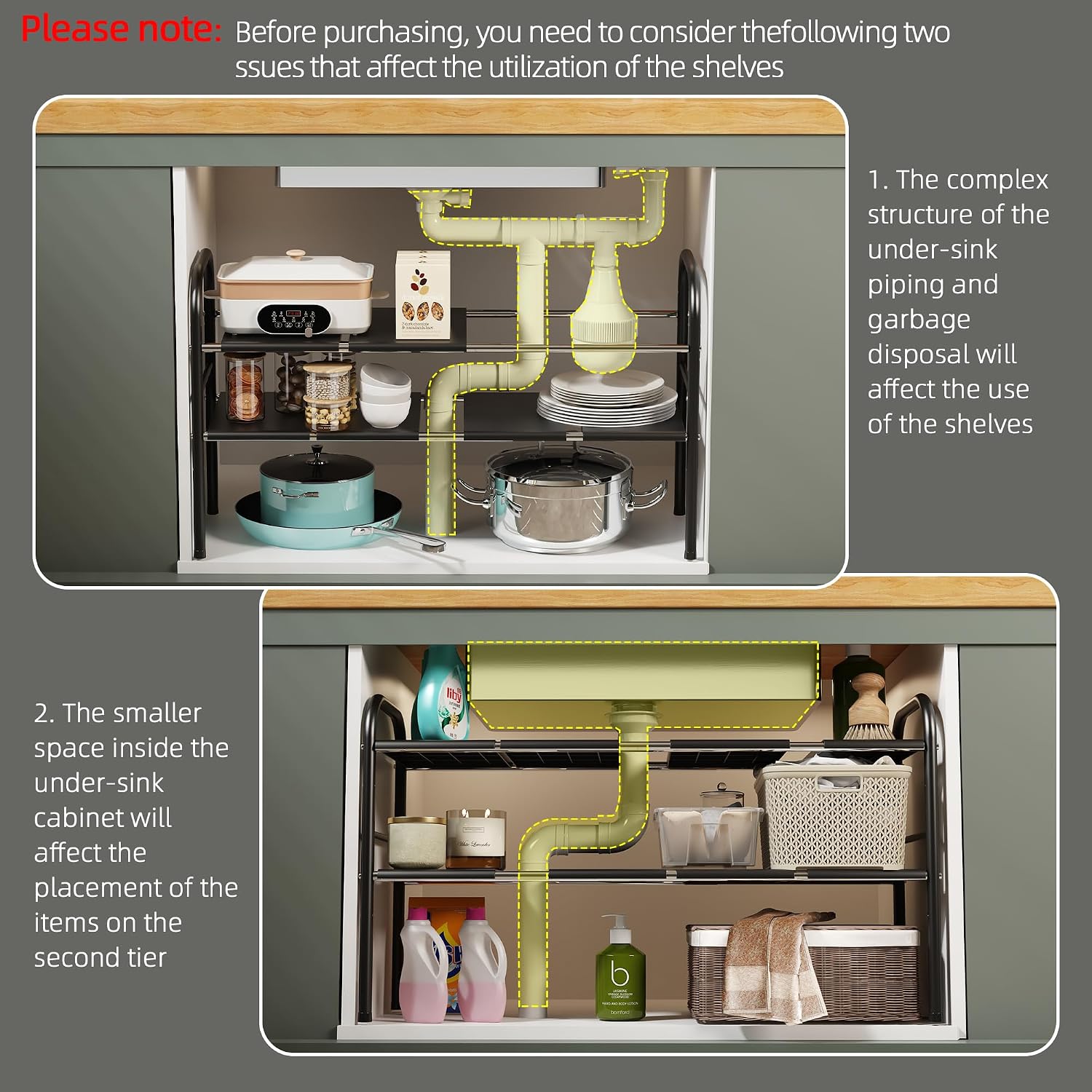 NETEL Under Sink Organizers and Storage, 2 Tier Expandable Under Cabinet Organizer Shelf with 8 Removable Panels,Expandable Shelf for Cupboard,Kitchen,Bathroom,Shoe Storage Rack - Image 4