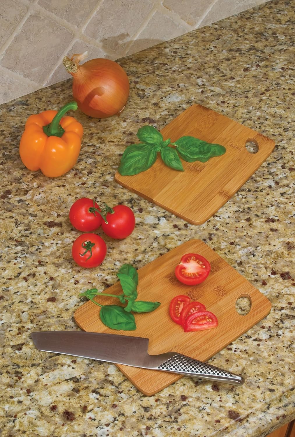 Lipper International Bamboo Wood Thin Kitchen Cutting Boards with Oval Hole in Corner, Set of 2 Boards, 6" x 8" x 0.25" - Image 3