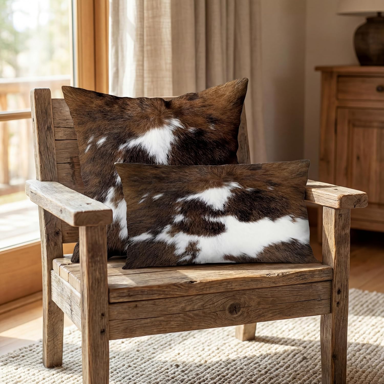 TOMWISH Pack of 2 Throw Pillow Covers Christmas Cowhide Printing Western 18x18 Pillow Cover,Decorative Throw Pillows Cushion Covers for Home Living Room Sofa Bedroom - Image 7