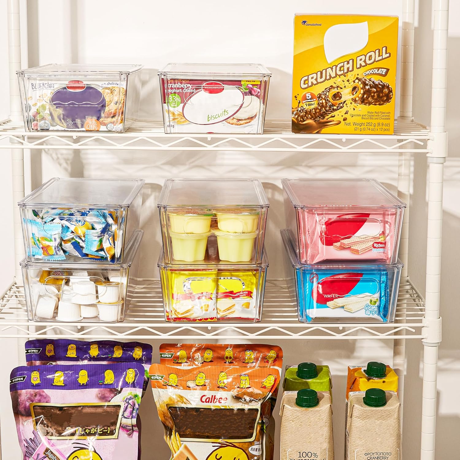 Vtopmart 8pcs Clear Organizers and Storage Bins with Lids, Stackable Plastic Storage Containers with Handles for Fridge, Freezer, Pantry, Cabinet, Kitchen Organization - Image 3