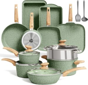 MAISON ARTS Green Pots and Pans Set...