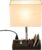 Briever USB Table Lamp, Multi-Functional Desk Lamp with 2 AC Outlets, Bedside Lamp with 3 USB Charging Ports and Wooden Phone Stands, Nightstand Lamp for Bedroom, Livingroom, Office, Linen Shade
