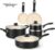 Amazon Basics 11-Piece Ceramic Non-Stick Pots and Pans Set, Dishwasher & Oven Safe, Easy Clean, Glass Lids, Black/Cream