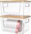 2 Pack Trash Bag Holder with Bamboo Lid, Stackable Trashbag Dispenser, Extra Large Garbage Bag Holder for Kitchen Laundry Room Under Sink Organization and Storage
