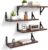 Wood Floating Shelves Set of 4, Rustic Storage Decor Wall Shelves, Wall Mounted Shelf for Living Room, Bedroom 17″ x 6″, Brown