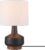 Globe Electric 15″ Ceramic Table Lamp, Matte Black Base, Wood-Toned Accent, White Linen Shade, Dual Rotary Switch, Modern Bedroom or Office Lighting, 61000046