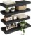 Fixwal Floating Shelves for Wall, Wall Mounted Rustic Wood Shelves for Bathroom, Living Room, Bedroom and Kitchen, Wall Shelves for Storage,Books,Room Decor (Black, Set of 4, 15.8 Inch)
