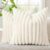 decorUhome Cozy Faux Fur Spring Throw Pillow Covers 18×18 Set of 2 Decorative Soft Plush Striped Modern Farmhouse Boho Couch Pillow Cases with Velvet Back for Sofa Bed Living Room, Cream White