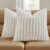 FUTEI Pack of 2 Solid Faux Fur Plush Throw Pillow Covers 18×18 Inch Soft Fluffy Striped Decorative Cushion Cases Modern Farmhouse Accent for Couch Bed Living Room, Cream White