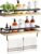 AMADA HOMEFURNISHING Bathroom Shelves with Towel Bar, Floating Shelves, Wall Shelves for Bathroom/Living Room/Kitchen/Bedroom, Light Brown, Set of 2 – AMFS01