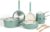 Martha Stewart Emmeline Premium Nonstick PFA Free Ceramic Interior 12 Piece Heavy Gauge Enamel Aluminum Pots and Pans Cookware Set – Teal
