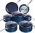 Nuwave Healthy Duralon Blue Ceramic Nonstick 12pc Cookware Set,Diamond Infused Scratch-Resistant,PFAS Free,Dishwasher & Oven Safe,Induction Ready & Evenly Heats, Tempered Glass Lids, Stay-Cool Handles