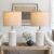 USumkky 20.5″ White Modern Ceramic Bedside Lamp Set of 2 for Bedroom Decor Farmhouse Table Lamp for Living Room Office Dorm