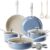Redchef Ceramic Nonstick Cookware Set,14pcs Pots and Pans Set Non Stick,Induction Cookware with Stainless Steel Handle,Non Toxic Kitchen Cooking Set,Dishwasher & Oven Safe,PFAS PFOA & PTFE Free（Blue）