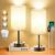 ZJOJO Table Lamp for Bedroom Set of 2, Bedside Small Lamps with 3 Way Dimmable Rocker Switch and AC Outlet, Nightstand Desk Lamp with Flaxen Fabric Shade Black Base for Living Room Home Decor Lights