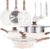 NEWBULIG 17-Piece Pots and Pans Set, Nonstick Cookware Set with Detachable Stay-Cool Handle, Non toxic Induction Kitchen Cooking Set, Dishwasher ＆ Oven Safe, RV Friendly, Beige