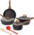 ESLITE LIFE Nonstick Cookware Sets, 9 Pcs Granite Coating Pots and Pans Set Kitchen Cooking Set, Compatible with All Stovetops (Gas, Electric & Induction), PFOA Free, Black