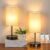 2 Sets Table Lamps with 2 USB, Minimalist Beside lamps for Bedroom, Nightstand Lamps with Pull Chain, Desk Lamps with Cream Fabric Shade and Black Metal Base for Living Room, Home Office Reading Hotel
