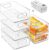 Stackable Refrigerator Organizer Bins, 6 Pack Clear Kitchen Organizer Container Bins with Handles and 20 PCS Plastic Bags for Pantry, Cabinets, Shelves, Drawer, Freezer – Food Safe, BPA Free 10″L