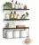 Floating Bathroom Shelves Wall Mounted – Wooden Shelf Set of 3 for Over Toilet Storage & Modern Bathroom Decor – Perfect Wall Shelving Organizer for Apartments RVs Powder Rooms Restroom – Black