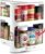 Cabinet Caddy Spice Rack Organizer for Cabinet – Slide & Rotate Kitchen Organizers and Storage – 2 Double-Decker Shelves – Non-Skid Base – Magnetic Modular Design – 10.8″ H x 5.25″ W x 10.8″ D
