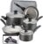 Farberware Dishwasher Safe Aluminum Nonstick Cookware Pots and Pans Set, 15-Piece, Pewter