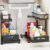 Under Sink Organizer, Heavy Duty Metal Pull Out Cabinet Organizer Slide Out Sink Shelf Organizer Height Adjustable, Multi-Purpose Storage Shelf for Kitchen Bathroom(Black,2Pack)