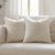 Meekio Set of 2 Ivory Throw Pillow Covers 18×18, Modern Farmhouse Linen Blend Decorative Pillow Covers for Couch Sofa Bed, Neutral Home Decor