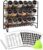 SWOMMOLY Spice Rack Organizer with 18 Empty Square Spice Jars, 396 Spice Labels with Chalk Marker and Funnel Complete Set, Spice Organizer for Countertop, Cabinet or Wall Mount, Black